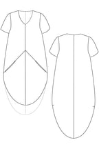Skizze eines Schnittmusters für ein Cocoonkleid