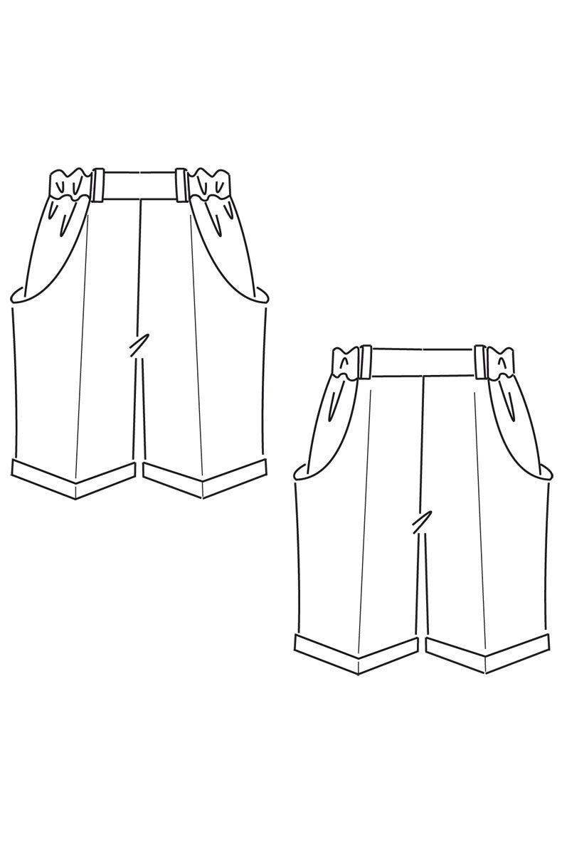 Zeichnung eines Schnittmusters für Shorts