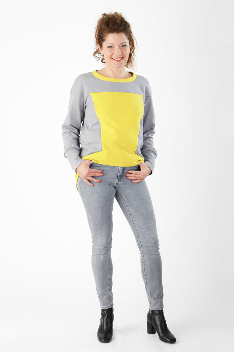 PDF sewing pattern for colorblock sweatshirt Sue