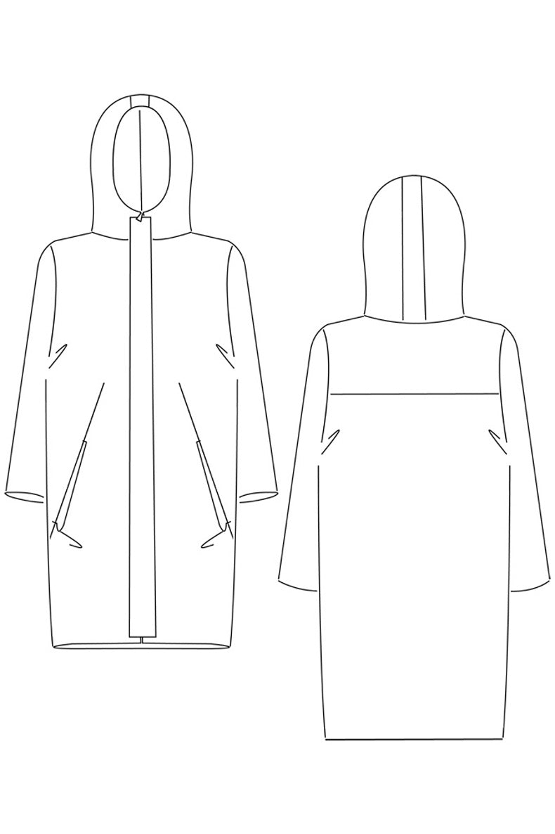 Skitze eines Schnittmusters für einen Parka